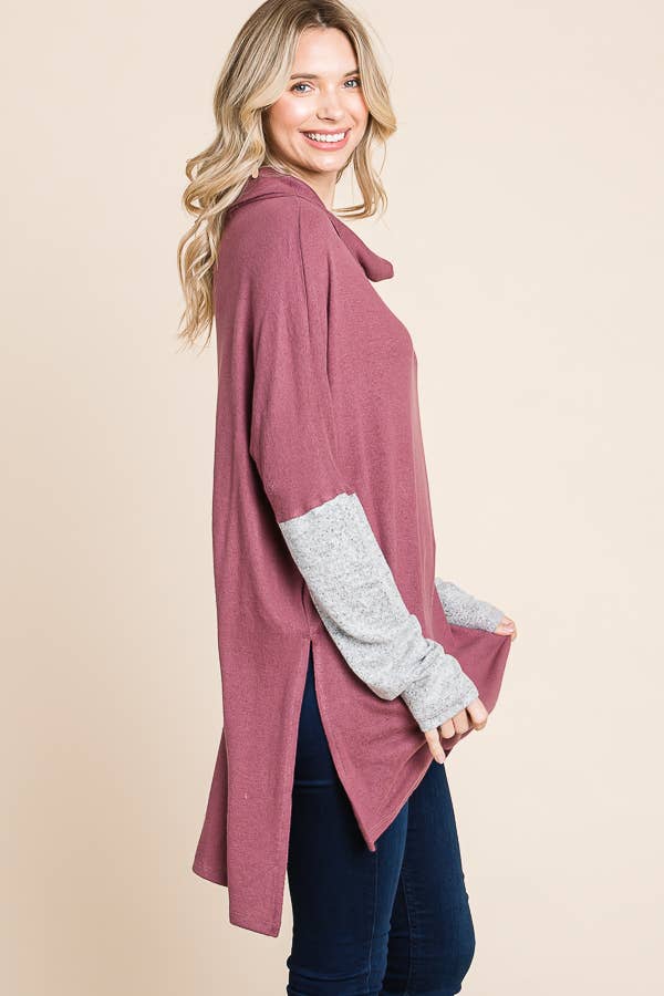 High Neck Oversize Long Sleeve Top