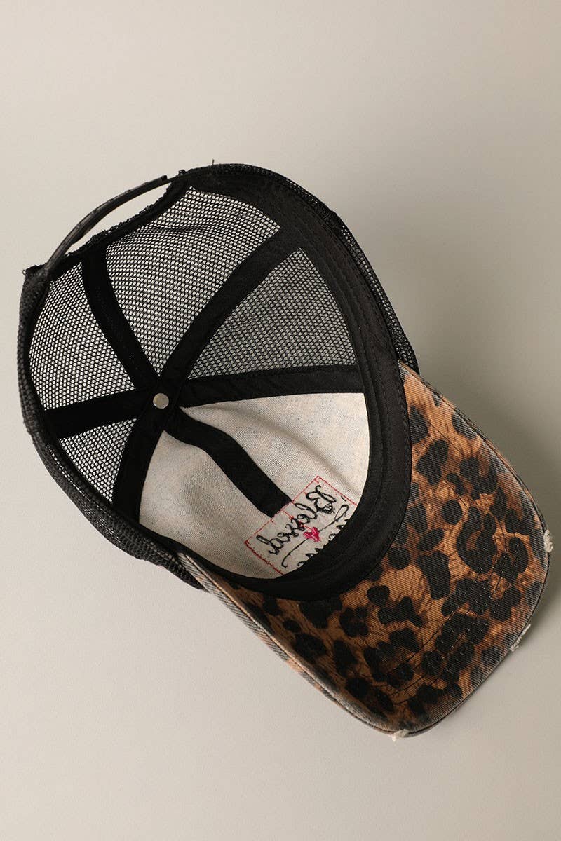 Blessed Mama Leopard Print Mesh Back Cap