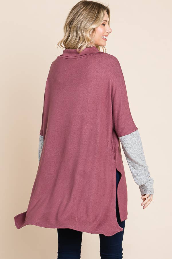 High Neck Oversize Long Sleeve Top