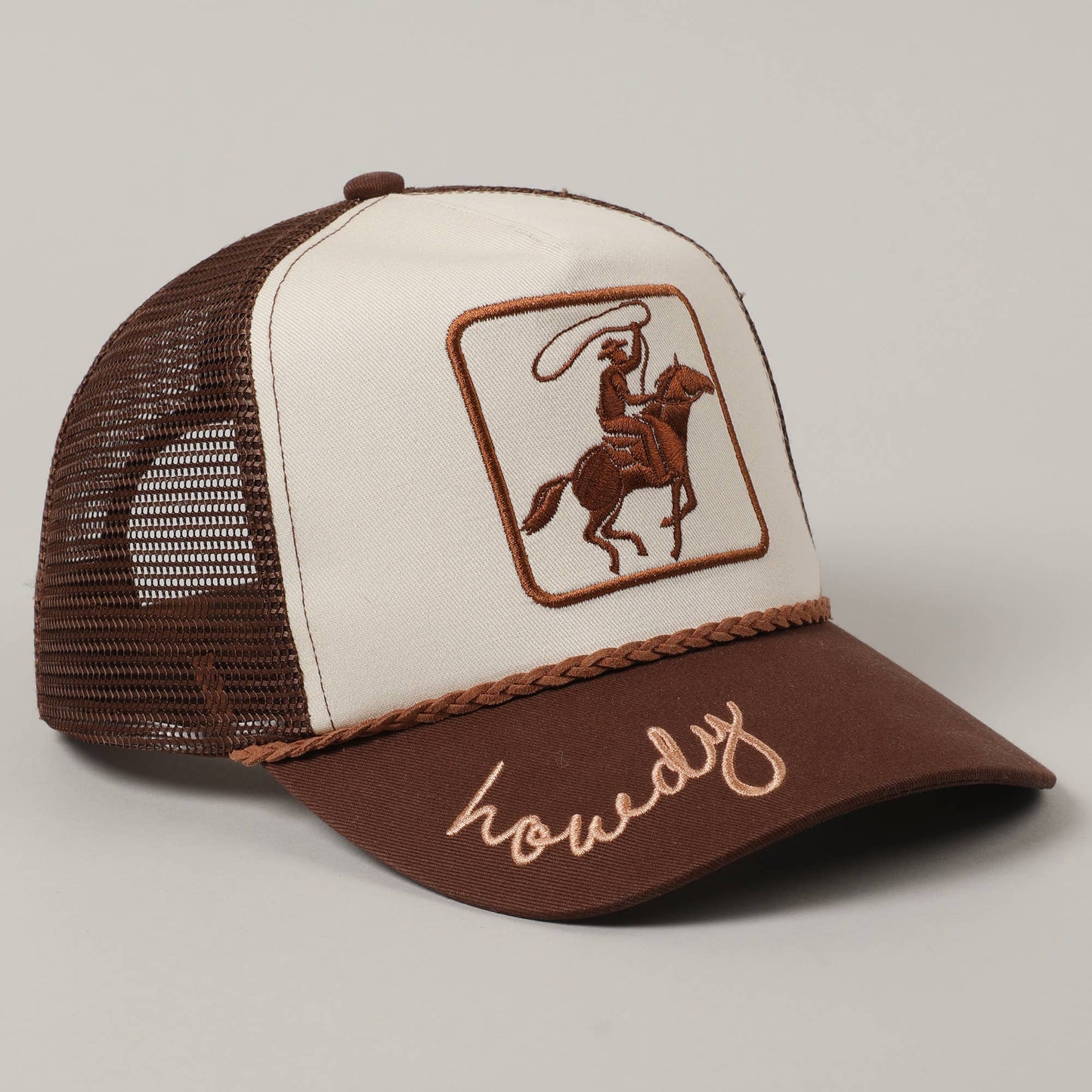 Cowboy Image Howdy Embroidery Mesh Back Cap