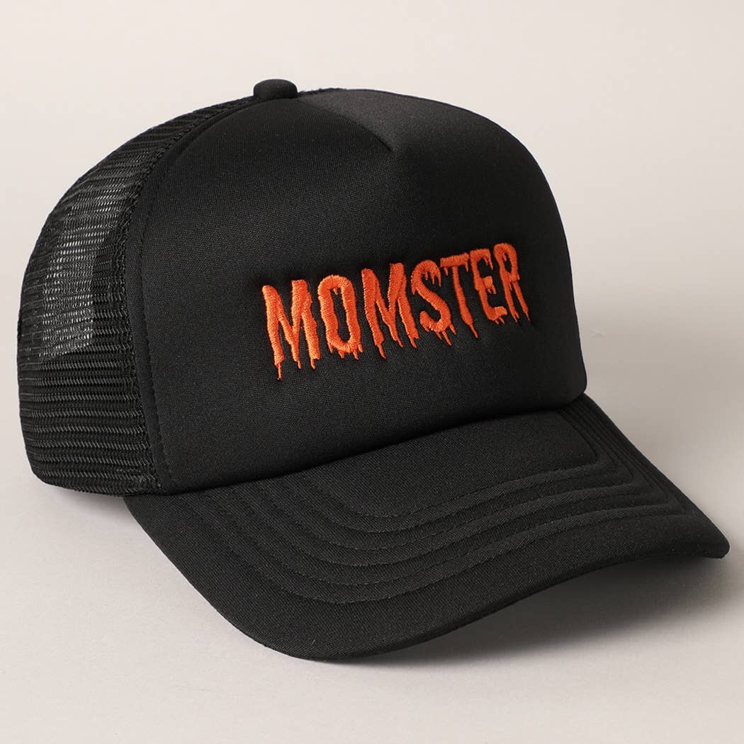 Momster Letter Embroidered Mesh Back Trucker Hat