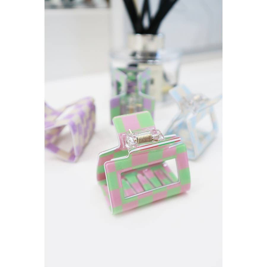 Colorful Checkered Hair Claw