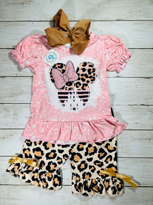 Leopard Mouse Shorts Outfit Set