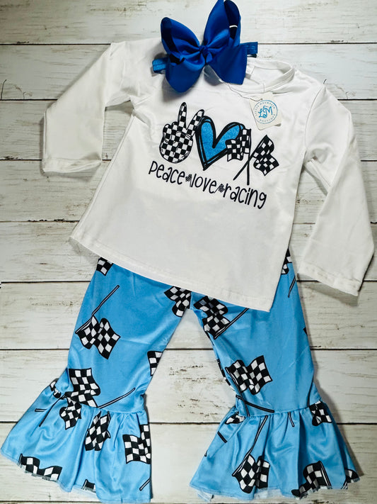 Peace Love Racing Bell Bottoms Outfit Set
