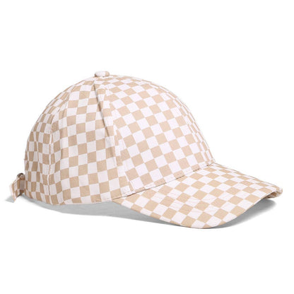 Checkerboard Pattern Print Cotton Baseball Cap