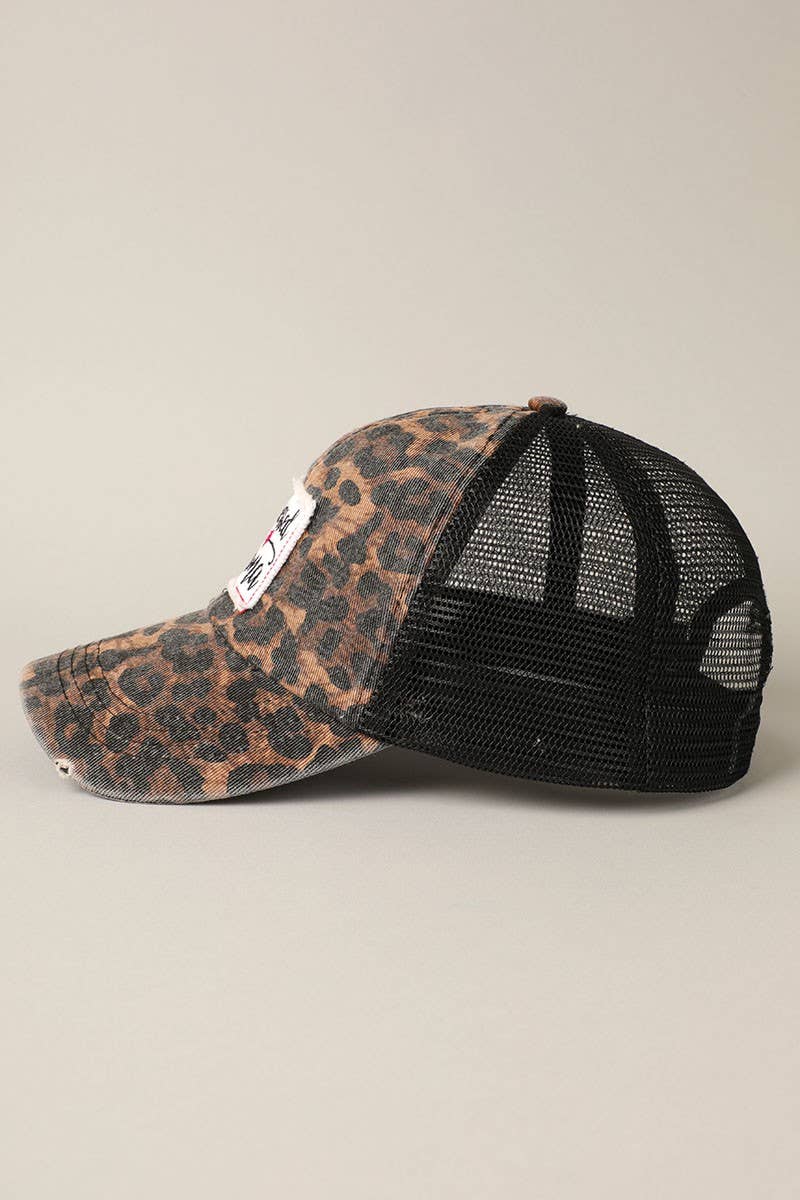 Blessed Mama Leopard Print Mesh Back Cap