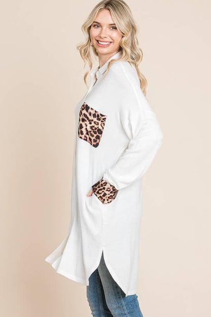 Oversize Animal Contrast Shirt Tunic