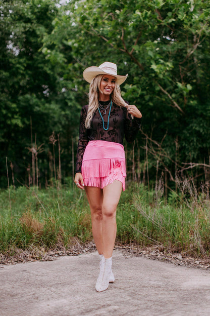 Velvet Mesh Top black