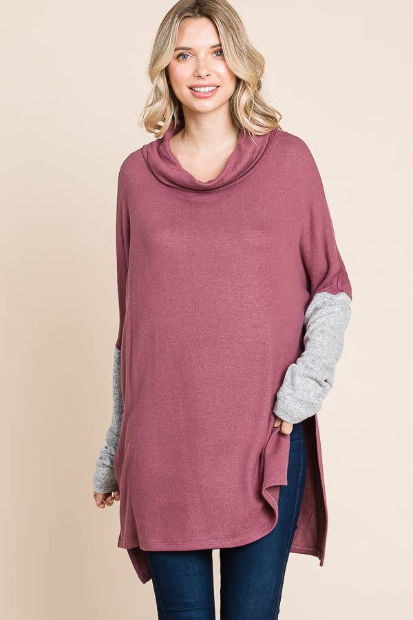 High Neck Oversize Long Sleeve Top