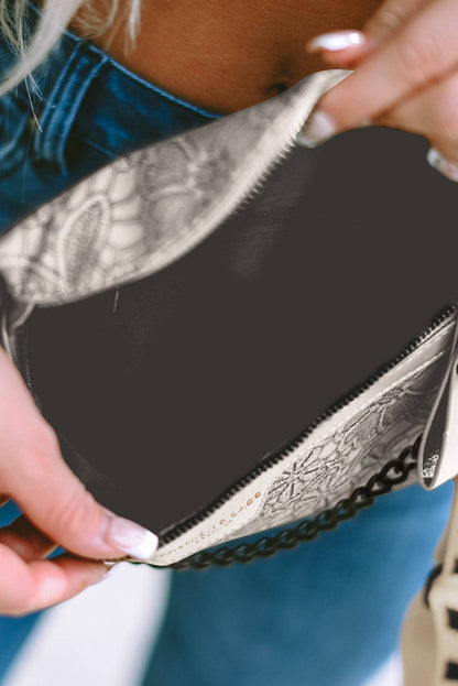 Colorblock Strap Chain Shoulder Bag With Coin Purse