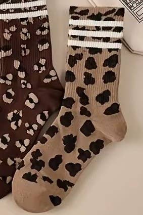 WOMAN ANIMAL LEOPARD HALF CREW THROWBACK SOCKS | 40S02071