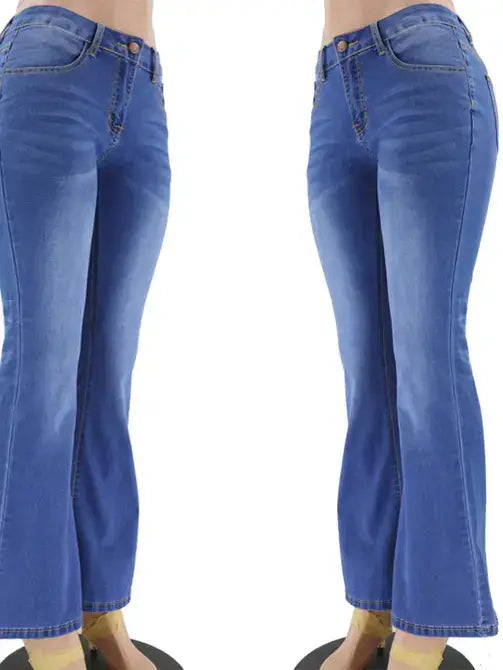 Flared Women's Ripped Low-rise Classic Flared Pants