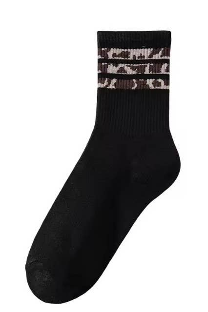 WOMAN ANIMAL LEOPARD HALF CREW THROWBACK SOCKS | 40S02071