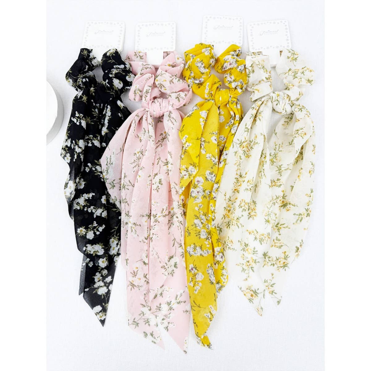 Soft Tone Floral Long Tail Hair Scrunchie