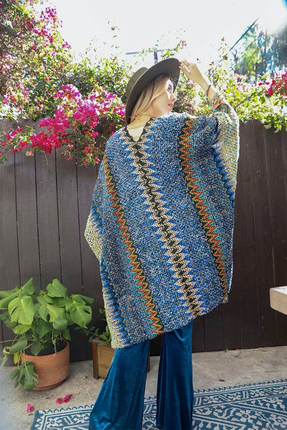 Western Colorful Crochet Patterned Ruana - The Original!