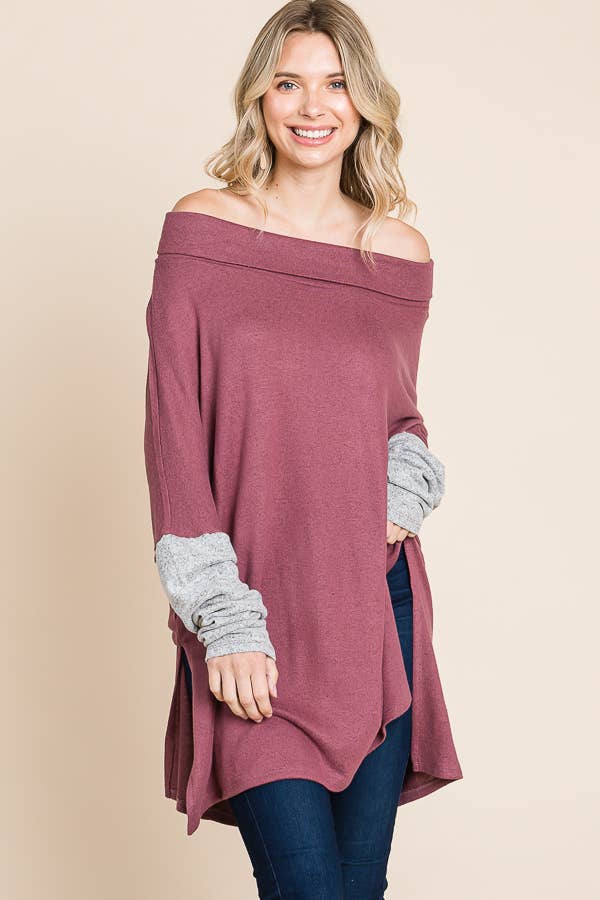 High Neck Oversize Long Sleeve Top