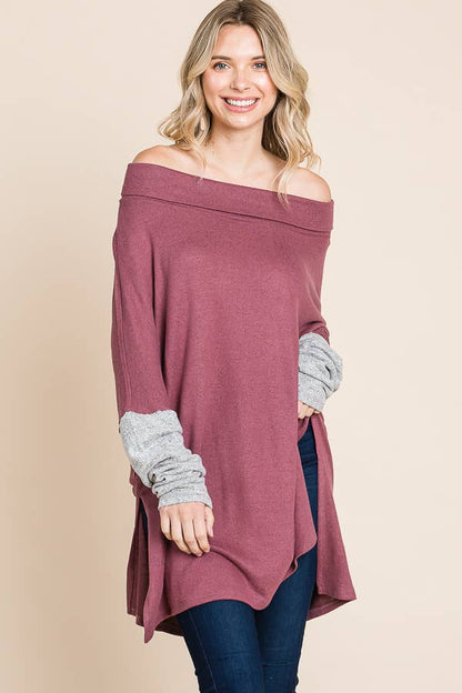 High Neck Oversize Long Sleeve Top