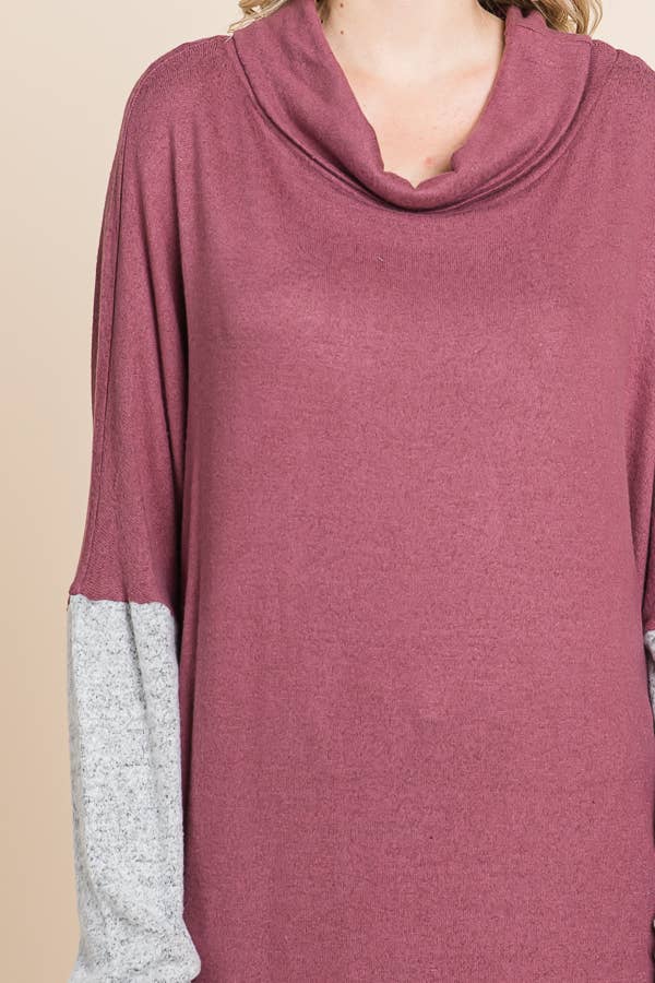 High Neck Oversize Long Sleeve Top