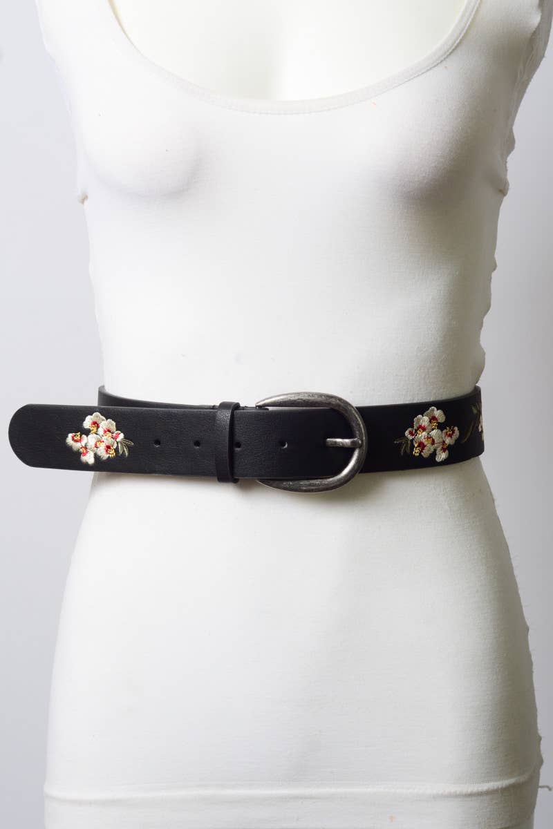 Hibiscus Embroidered Bohemian Belt