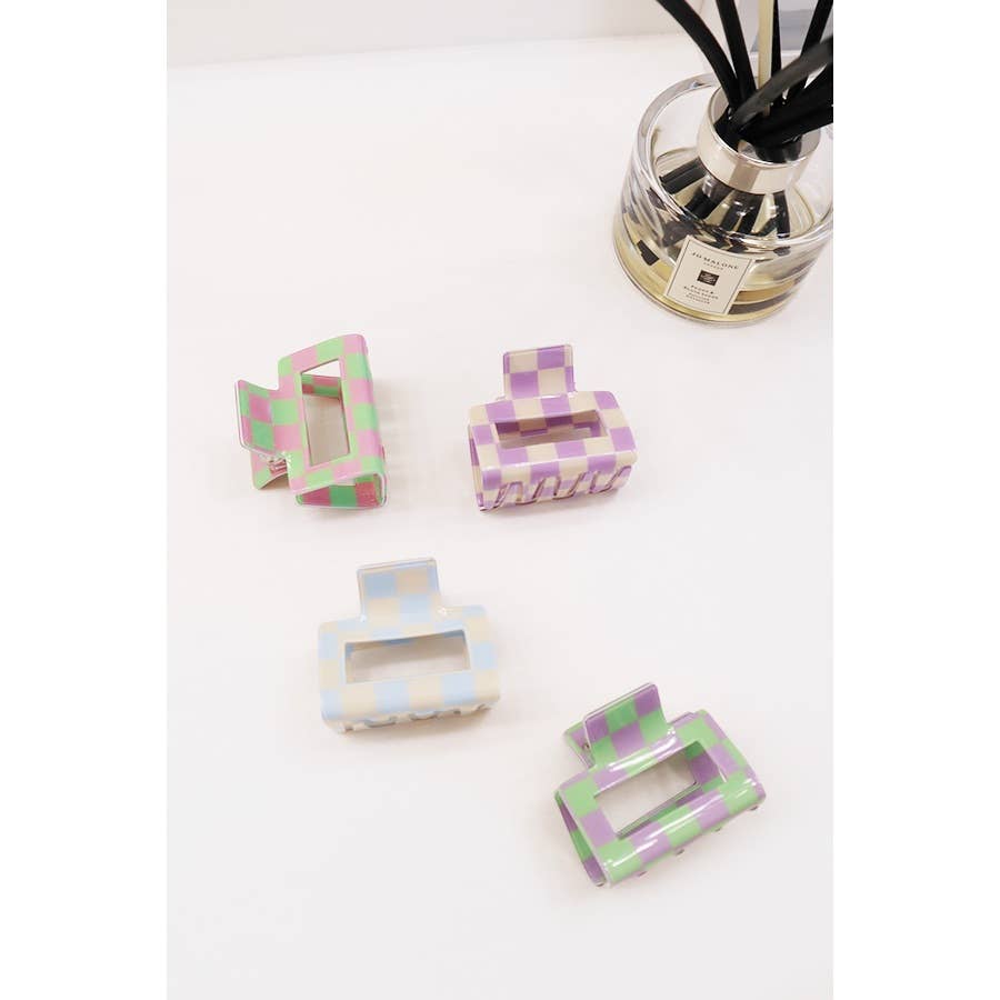 Colorful Checkered Hair Claw