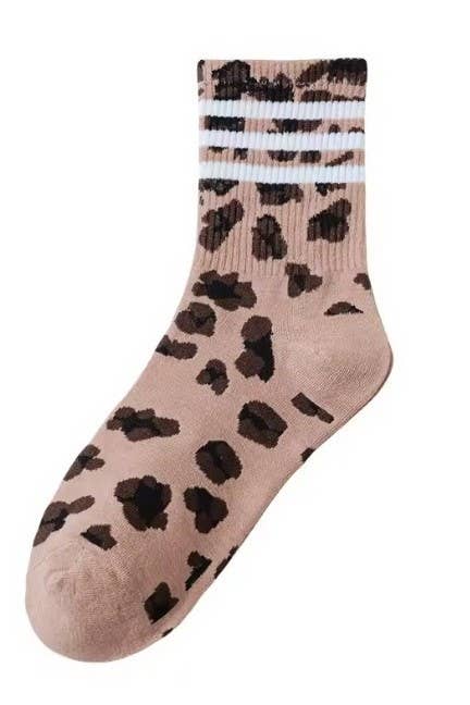 WOMAN ANIMAL LEOPARD HALF CREW THROWBACK SOCKS | 40S02071