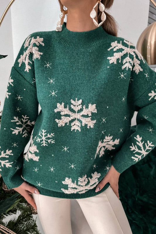 Snowflake Mock Neck Sweater