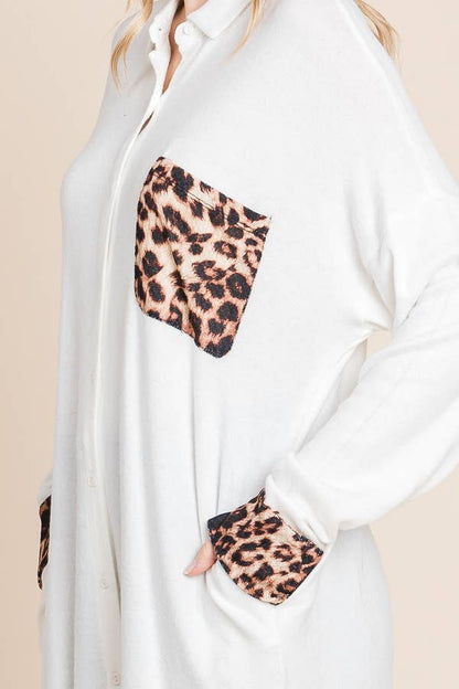 Oversize Animal Contrast Shirt Tunic