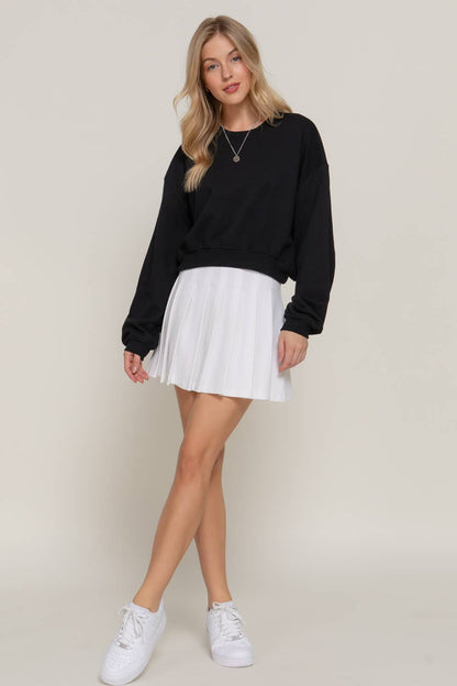 Long Sleeve Crew Neck Short Sweatshirt