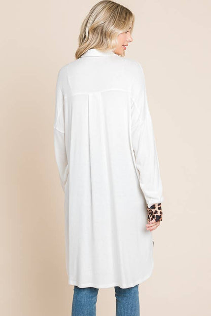 Oversize Animal Contrast Shirt Tunic