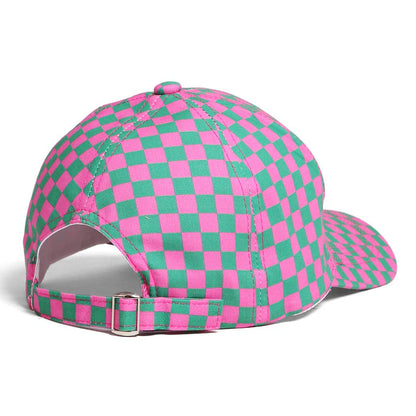 Checkerboard Pattern Print Cotton Baseball Cap