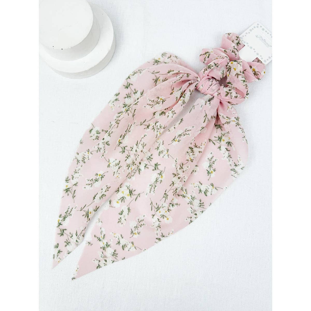 Soft Tone Floral Long Tail Hair Scrunchie
