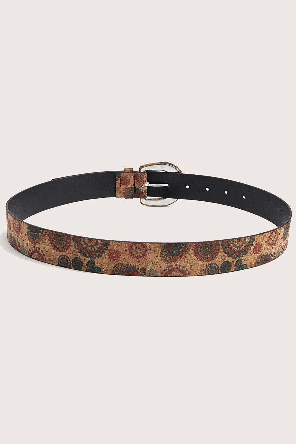 Cinnamon Western Vintage Floral Print PU Faux Leather Waist Belt