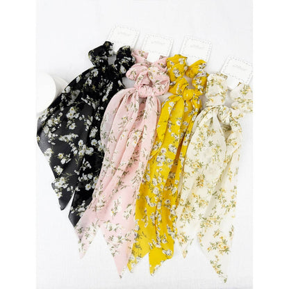 Soft Tone Floral Long Tail Hair Scrunchie
