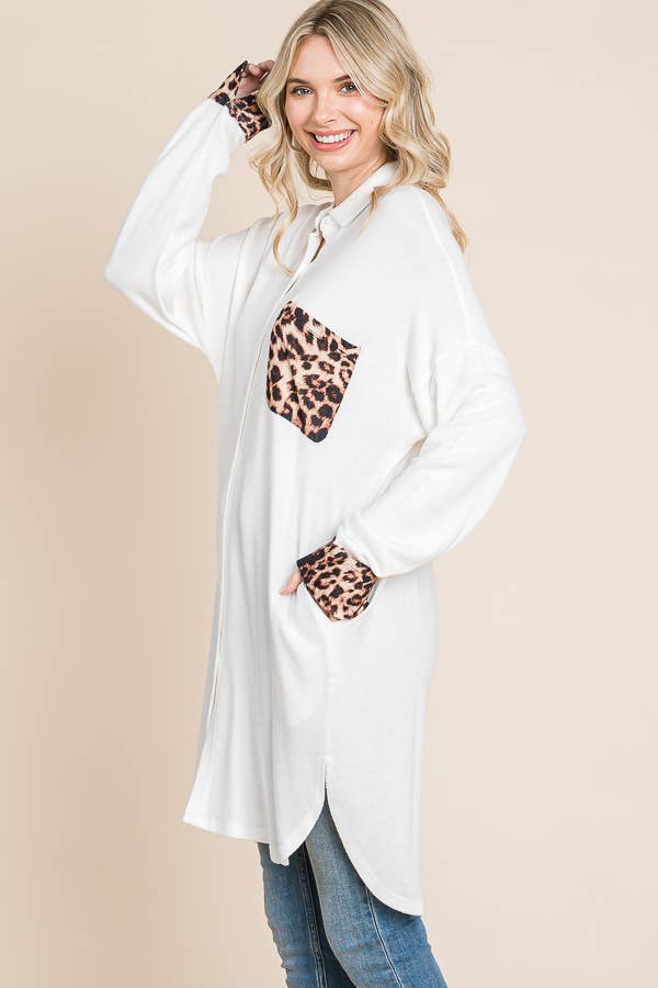 Oversize Animal Contrast Shirt Tunic