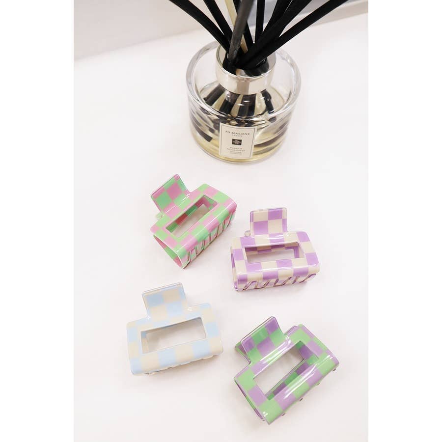 Colorful Checkered Hair Claw