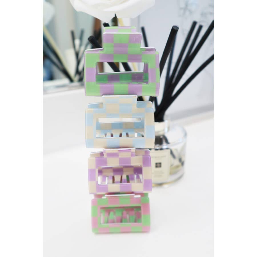 Colorful Checkered Hair Claw
