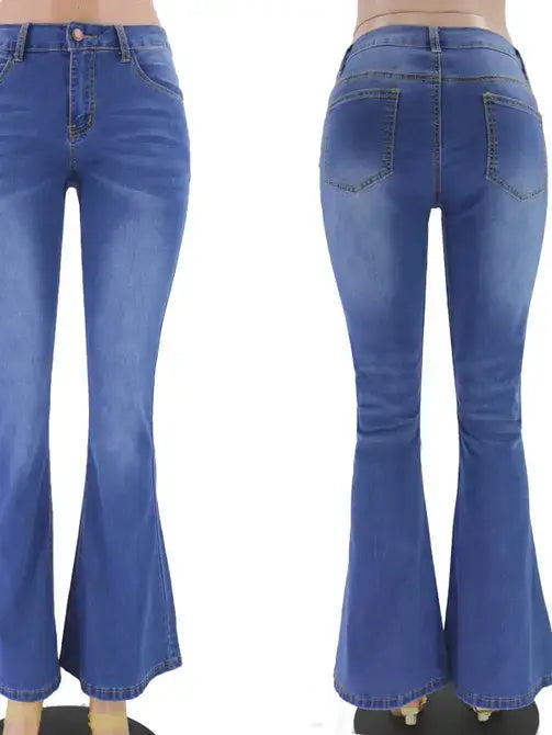 Flared Women's Ripped Low-rise Classic Flared Pants