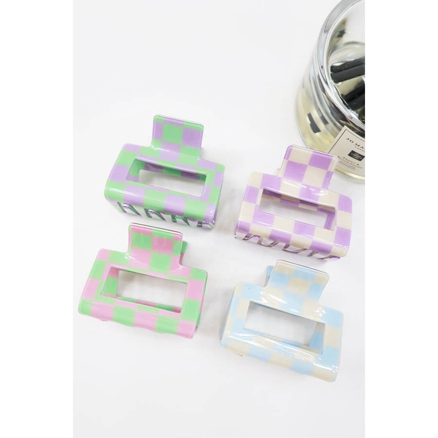 Colorful Checkered Hair Claw