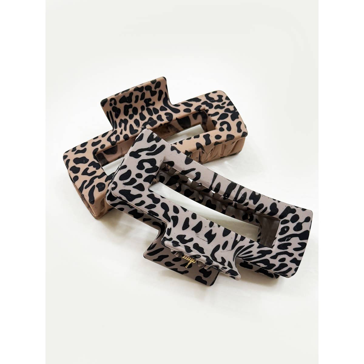 Matt Leopard Pattern Rectangle Hair Clips