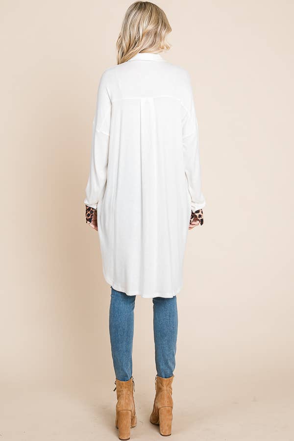 Oversize Animal Contrast Shirt Tunic