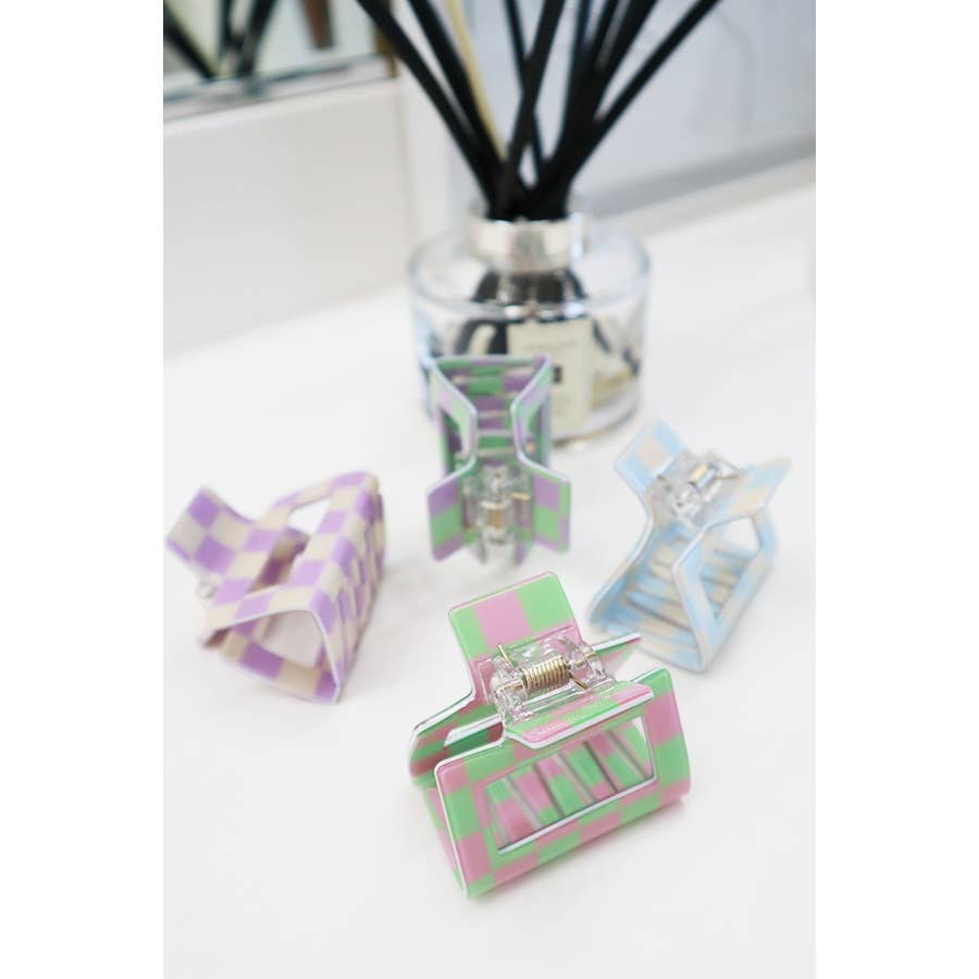 Colorful Checkered Hair Claw