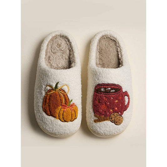 Pumpkin Spice Fleece Cozy Indoor Slippers
