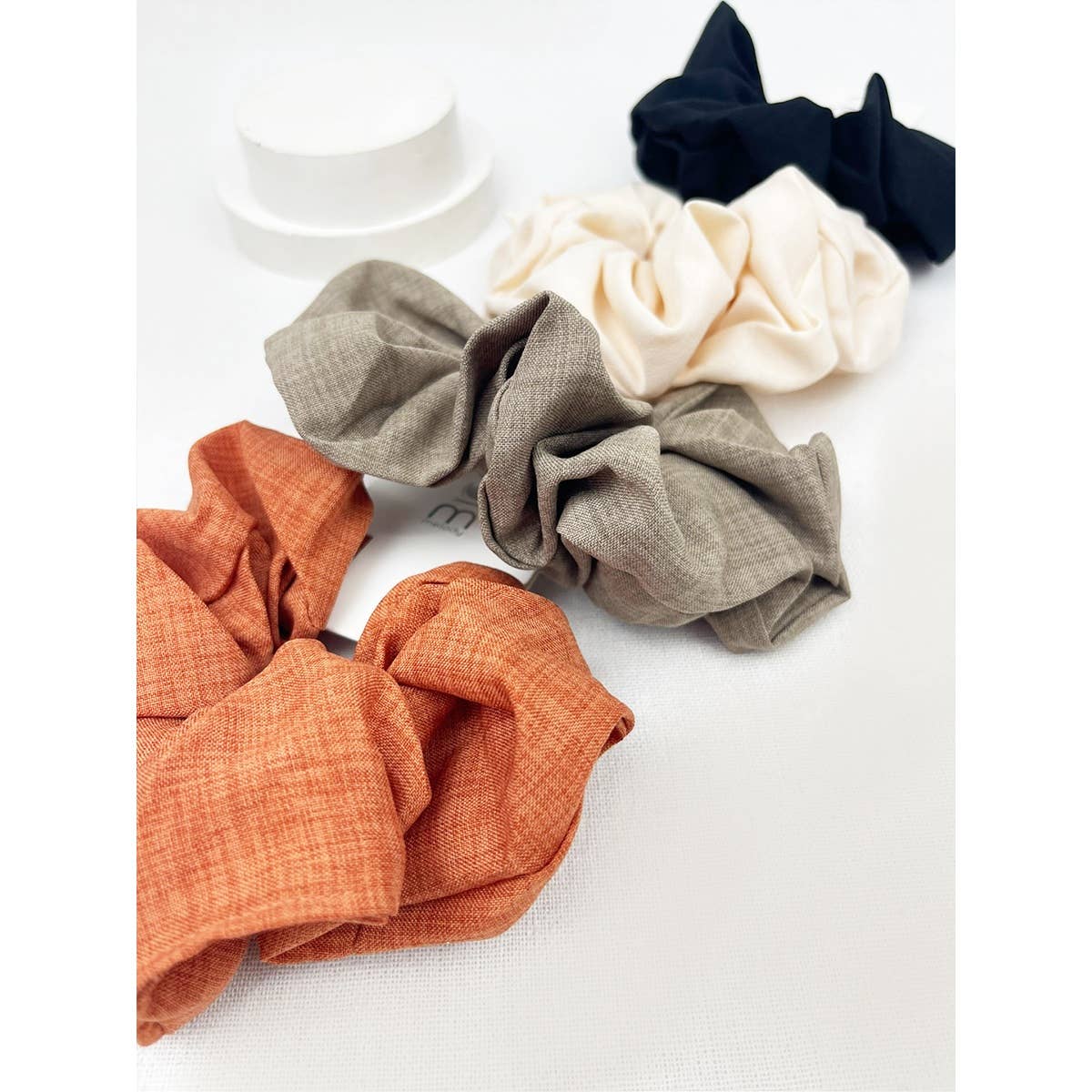 Soft Tone Linen Pattern Large Scrunchie