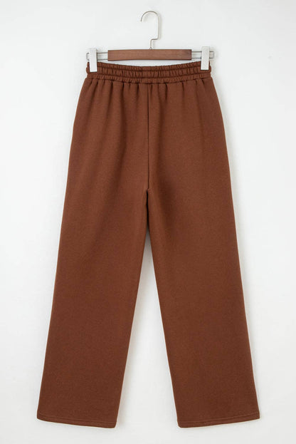 Leopard Drawstring Fleece Lined Elastic Waist Pants