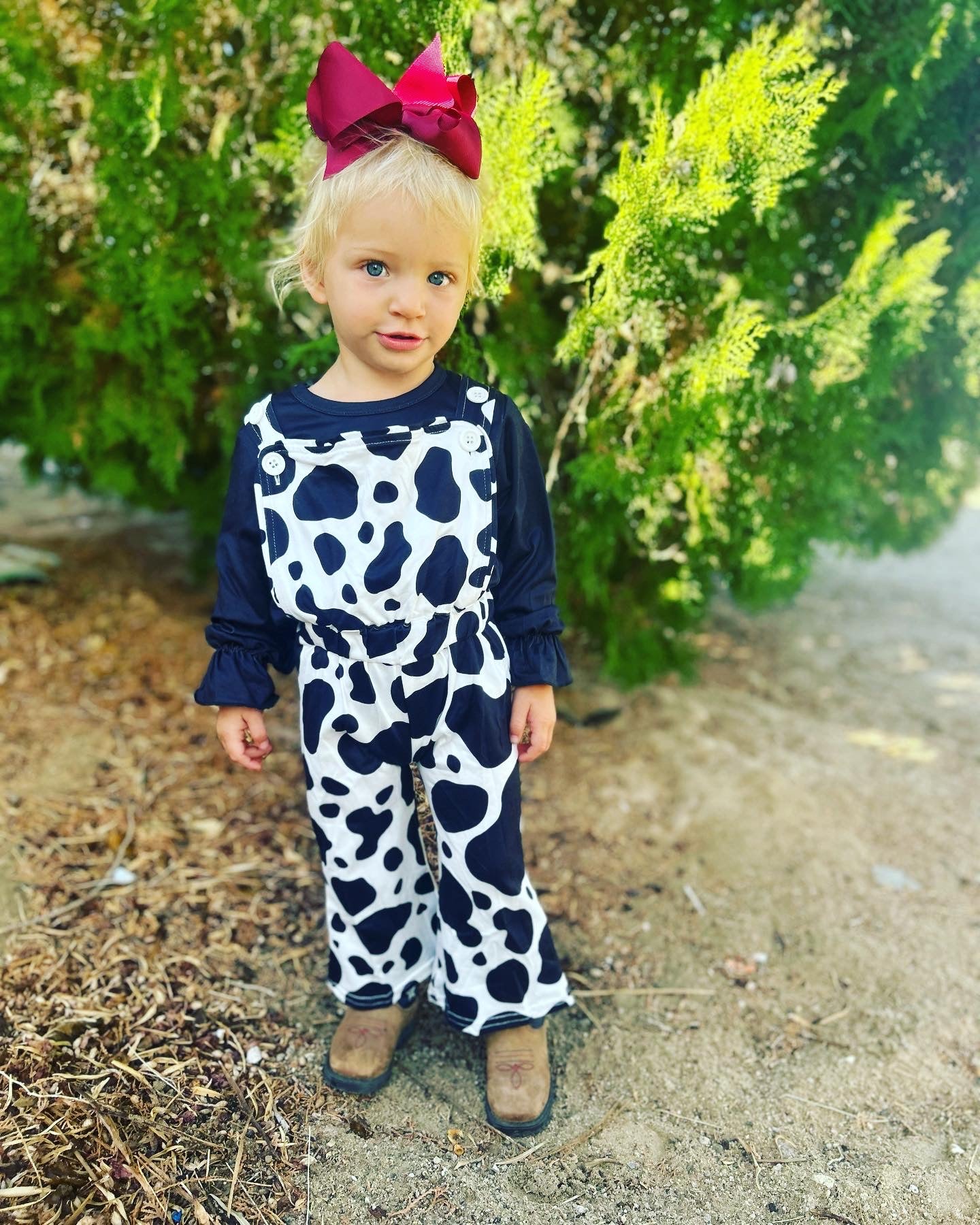 How you Mooing Overalls Outfit Set